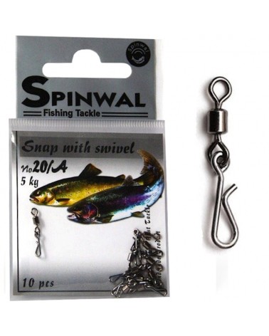 Agrafka Spinningowa Z Krętlikiem Spinwal Snap With Swivel Nr 20A 5kg 10szt.