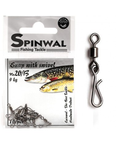 Agrafka Spinningowa Z Krętlikiem Spinwal Snap With Swivel Nr 20B 9kg 10szt.