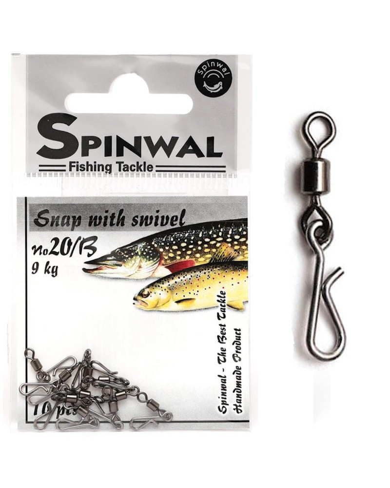 Agrafka Spinningowa Z Krętlikiem Spinwal Snap With Swivel Nr 20B 9kg 10szt.