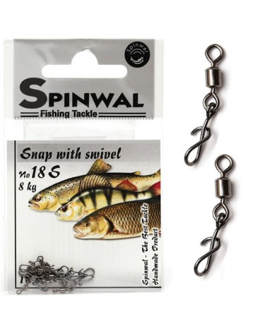 Agrafka Spinningowa Wkęcana Z Krętlikiem Spinwal Screwed Snap With Swivel Nr 18 S 8kg 10szt.