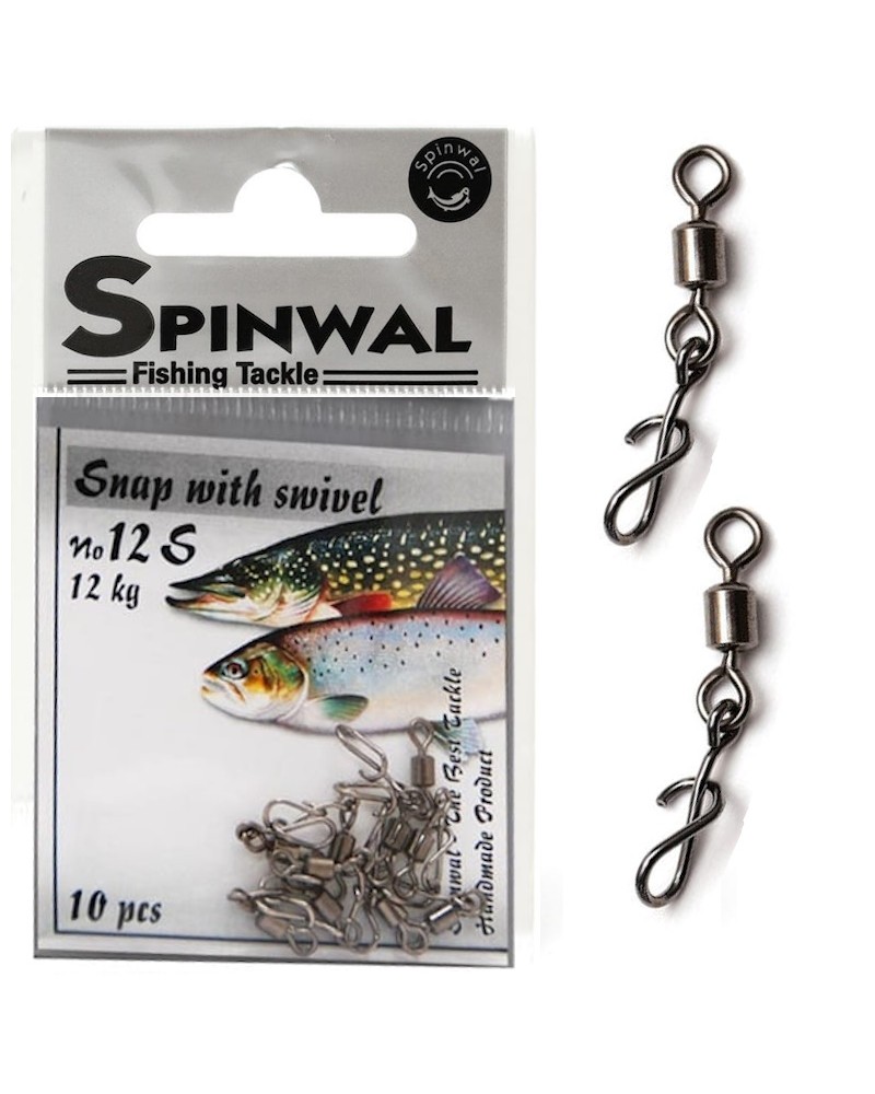 Agrafka Spinningowa Wkęcana Z Krętlikiem Spinwal Screwed Snap With Swivel Nr 12 S 12kg 10szt.