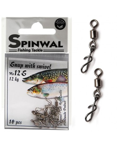 Agrafka Spinningowa Wkęcana Z Krętlikiem Spinwal Screwed Snap With Swivel Nr 12 S 12kg 10szt.