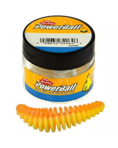 Guma Przynęta Berkley PowerBait Pupa 45mm Fluo Orange/Sunshine Yellow 8szt.