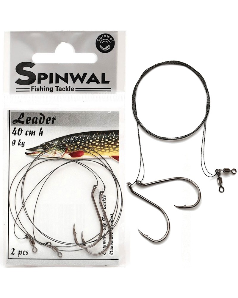 Przypon Spinningowy Spinwal Leader Wolframowy 40cm 9kg Z Hakiem 2/0 2szt.