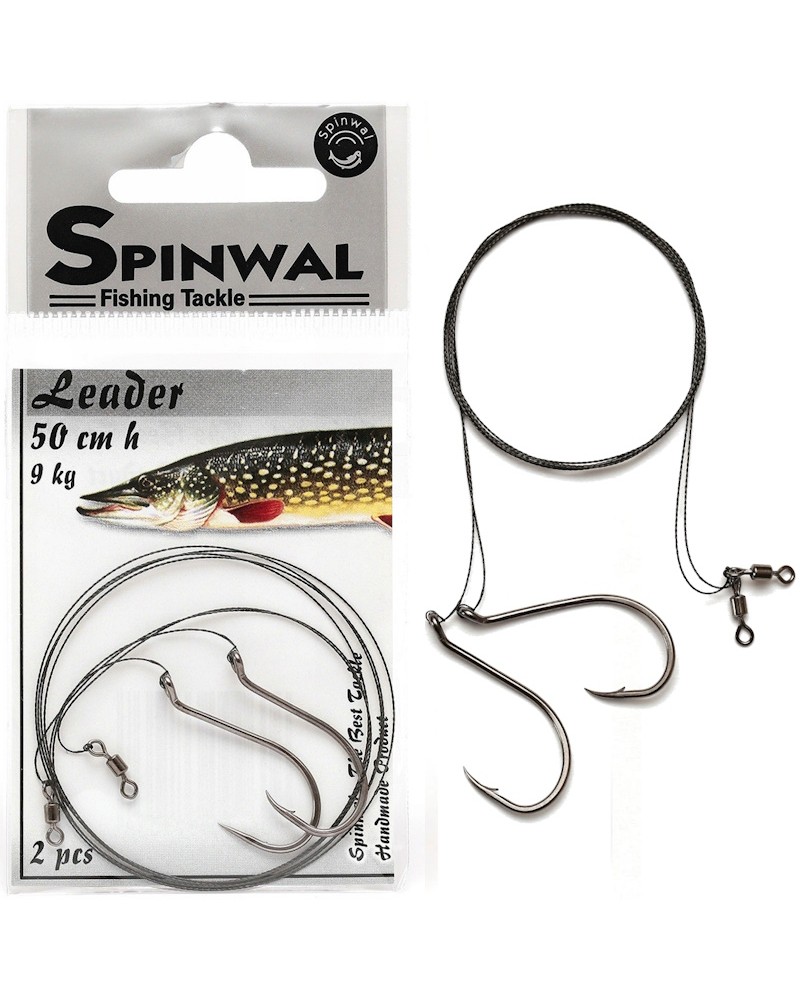 Przypon Spinningowy Spinwal Leader Wolframowy 50cm 9kg Z Hakiem 2/0 2szt.
