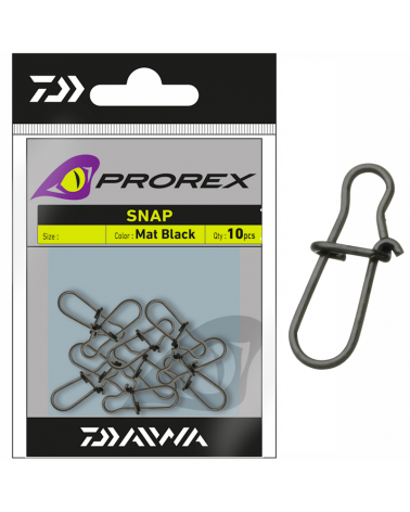 Agrafka Spinningowa Daiwa Prorex Snap Mat Black S Nr 16 9kg 20lbs 10szt.