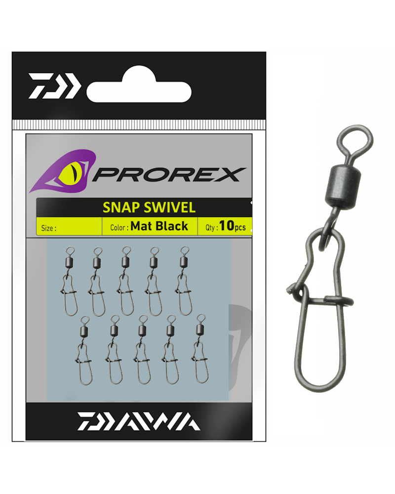 Agrafka Z Krętlikiem Daiwa Prorex Snap Swivel Mat Black L Nr 6 24kg 50lbs 10szt.