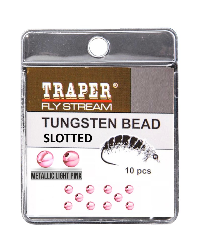 Główka Wolframowa Do Nimf I Microjigów Traper Tungsten Bead SLOTTED Metallic Light Pink