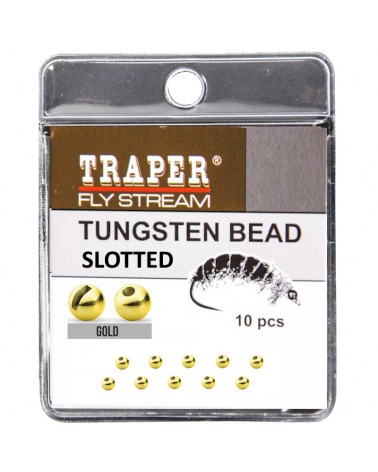 Główka Wolframowa Do Nimf I Microjigów Traper Tungsten Bead SLOTTED Gold