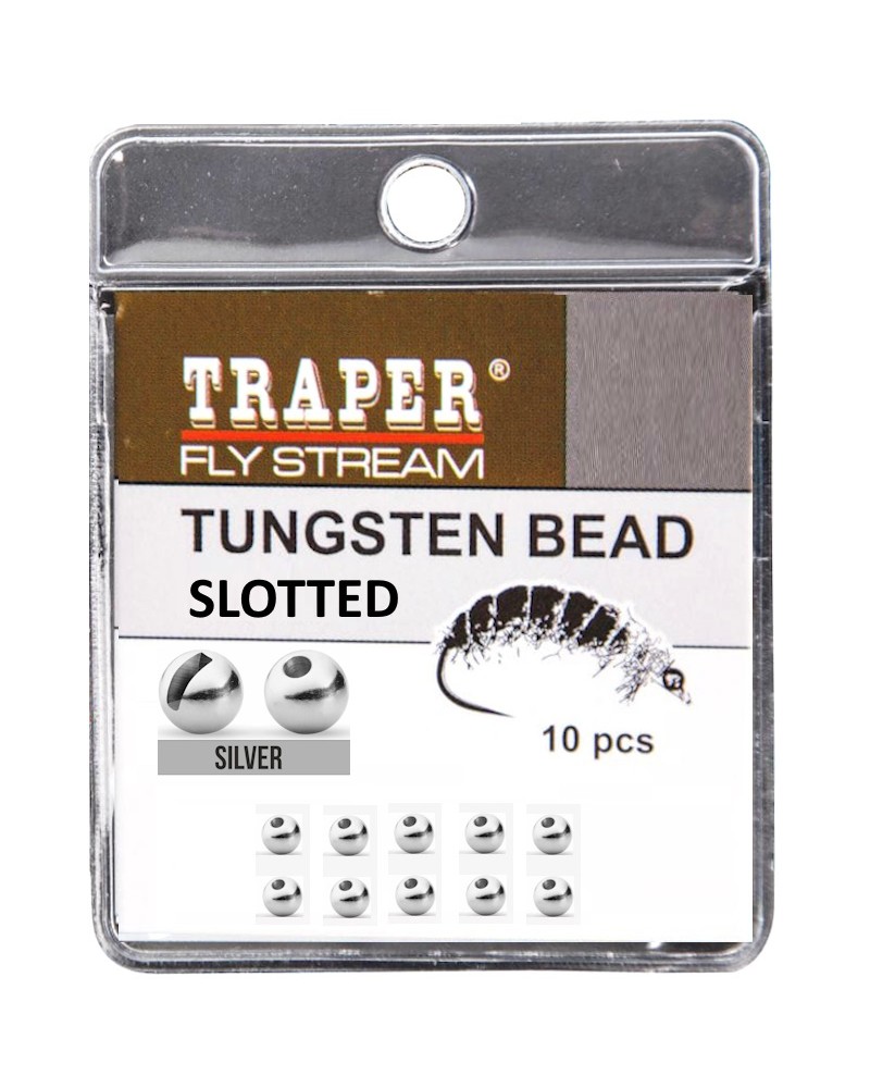 Główka Wolframowa Do Nimf I Microjigów Traper Tungsten Bead SLOTTED Silver