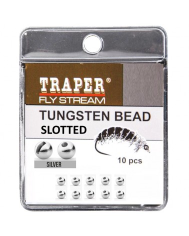 Główka Wolframowa Do Nimf I Microjigów Traper Tungsten Bead SLOTTED Silver