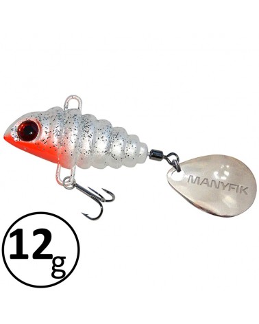 Wirujący Ogonek Manyfik Pepe 3D 27mm 12g Biały Okoń White Perch