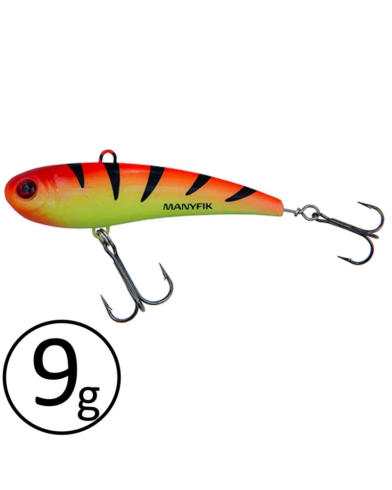 Wobler Cykada Manyfik PowerVib 55mm 9g Okoń Fluo UV Orange Tiger