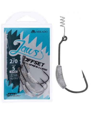 Haczyki Spinningowe Z Wkrętem I Obciążeniem Mikado Jaws Offset 5g Nr 2/0 3szt.