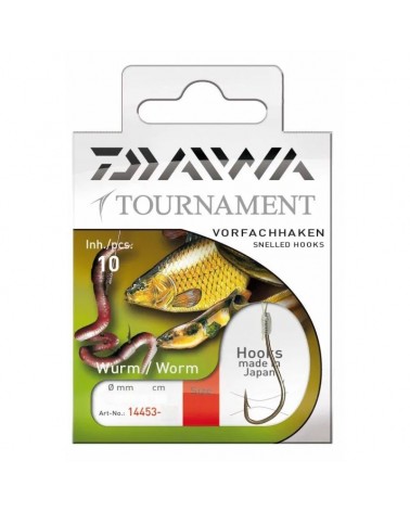 Haczyki Z Przyponem Daiwa Tournament Worm Czerwony Robak 10szt.