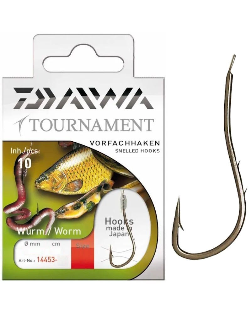 Haczyki Z Przyponem Daiwa Tournament Worm Czerwony Robak 10szt.