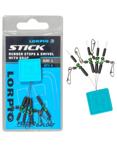 Stopery Gumowe Stick Z Krętlikiem I Agrafką Lorpio Rubber Stops Swivel With Snap L 4szt.