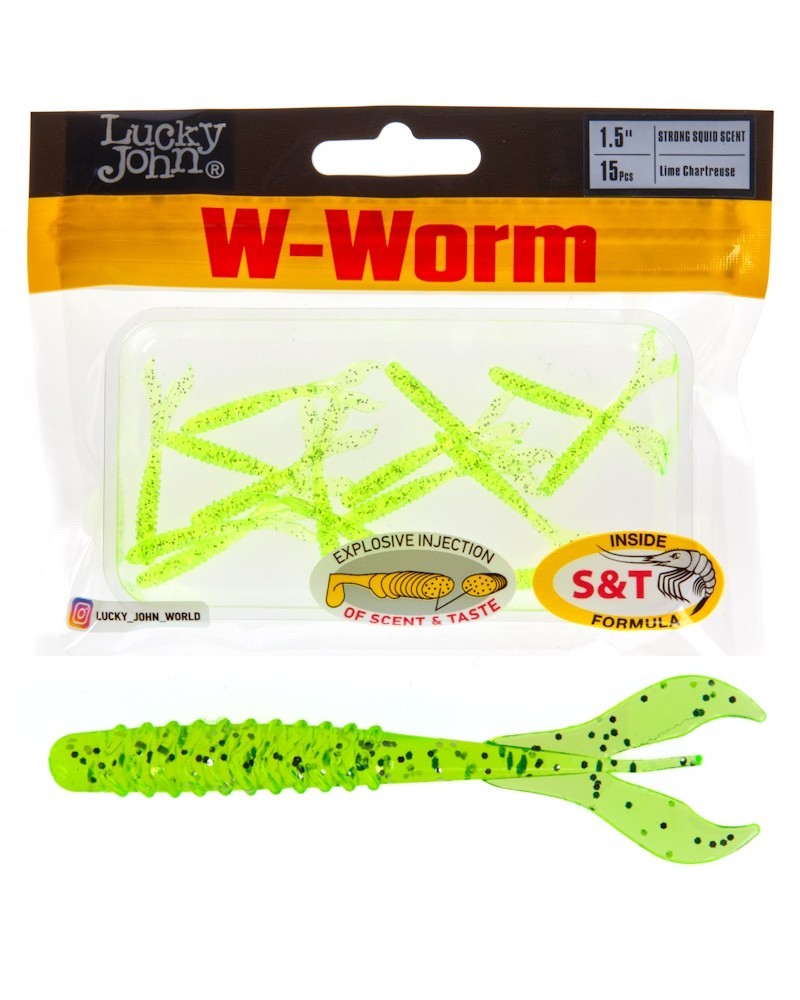 Guma Robak Lucky John W-Worm 1.5'' 3.38cm 0.2g 071 Lime Chartreuse 15szt.