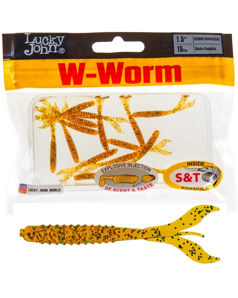 Guma Robak Lucky John W-Worm 1.5'' 3.38cm 0.2g PA19 Osaka Pumpkin 15szt.