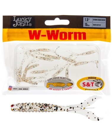 Guma Robak Lucky John W-Worm 1.5'' 3.38cm 0.2g S10 Gold Mirror 15szt.