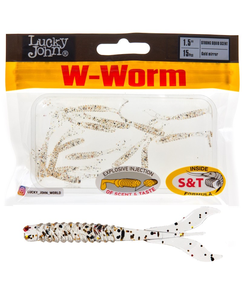 Guma Robak Lucky John W-Worm 1.5'' 3.38cm 0.2g S10 Gold Mirror 15szt.