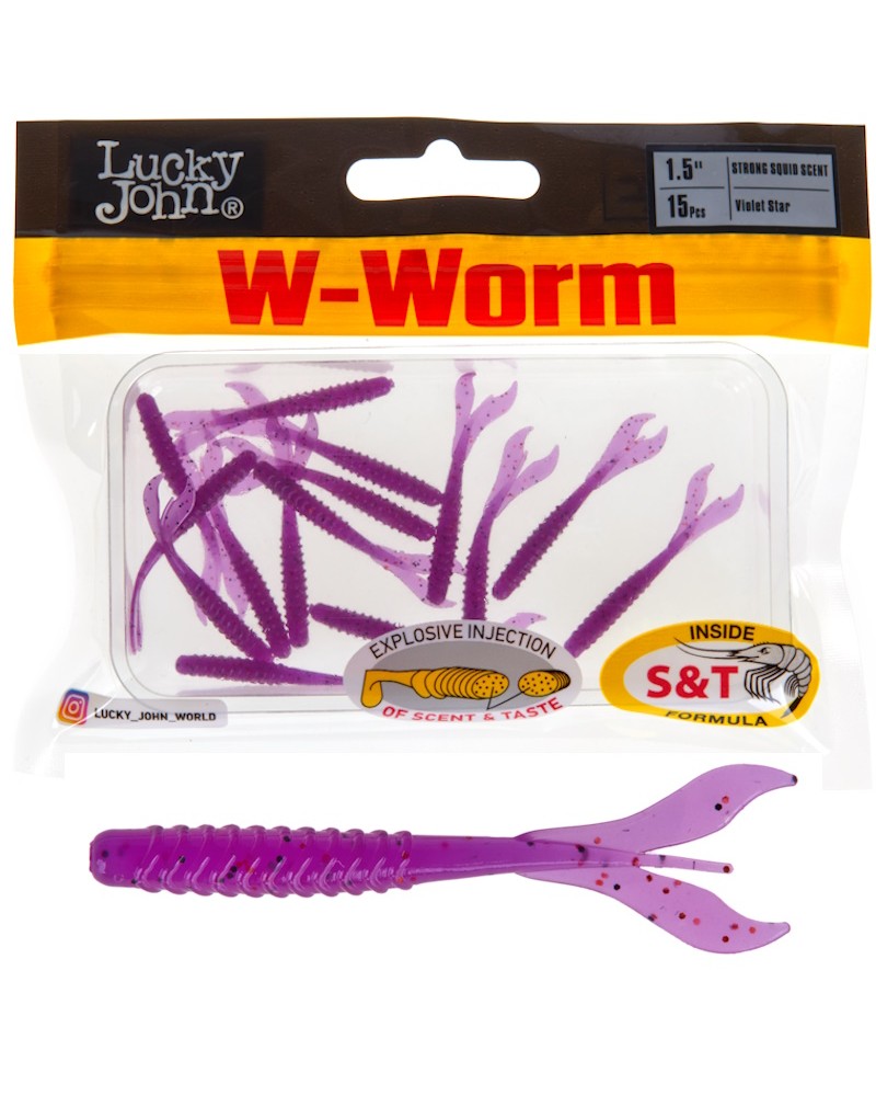 Guma Robak Lucky John W-Worm 1.5'' 3.38cm 0.2g S26 Violet Star 15szt.