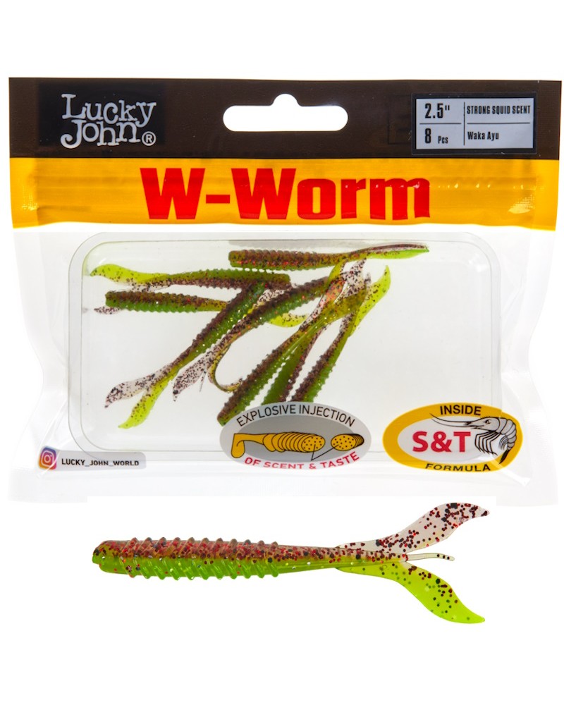 Guma Robak Lucky John W-Worm 2.5'' 6.35cm 1.0g T44 Waka Ayu 8szt.