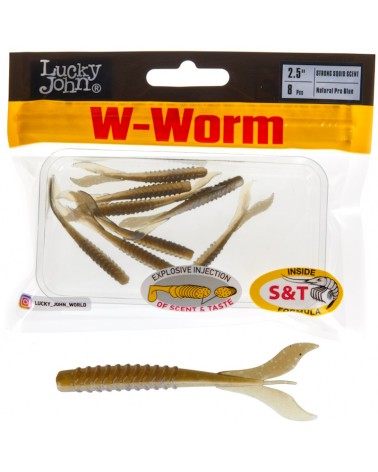 Guma Robak Lucky John W-Worm 2.5'' 6.35cm 1.0g T46 Natural Pro Blue 8szt.