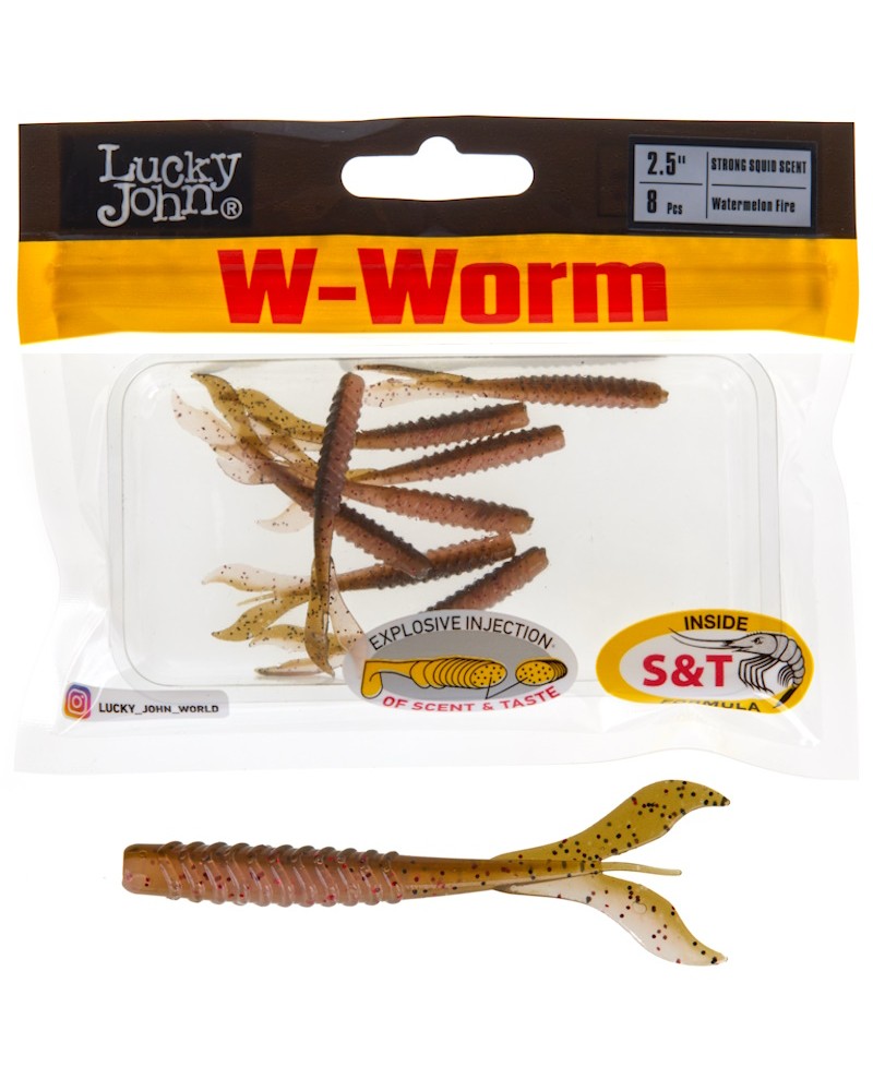 Guma Robak Lucky John W-Worm 2.5'' 6.35cm 1.0g T71 Watermelon Fire 8szt.