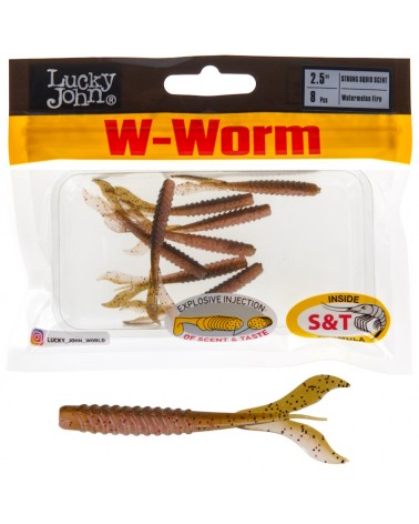 Guma Robak Lucky John W-Worm 2.5'' 6.35cm 1.0g T71 Watermelon Fire 8szt.