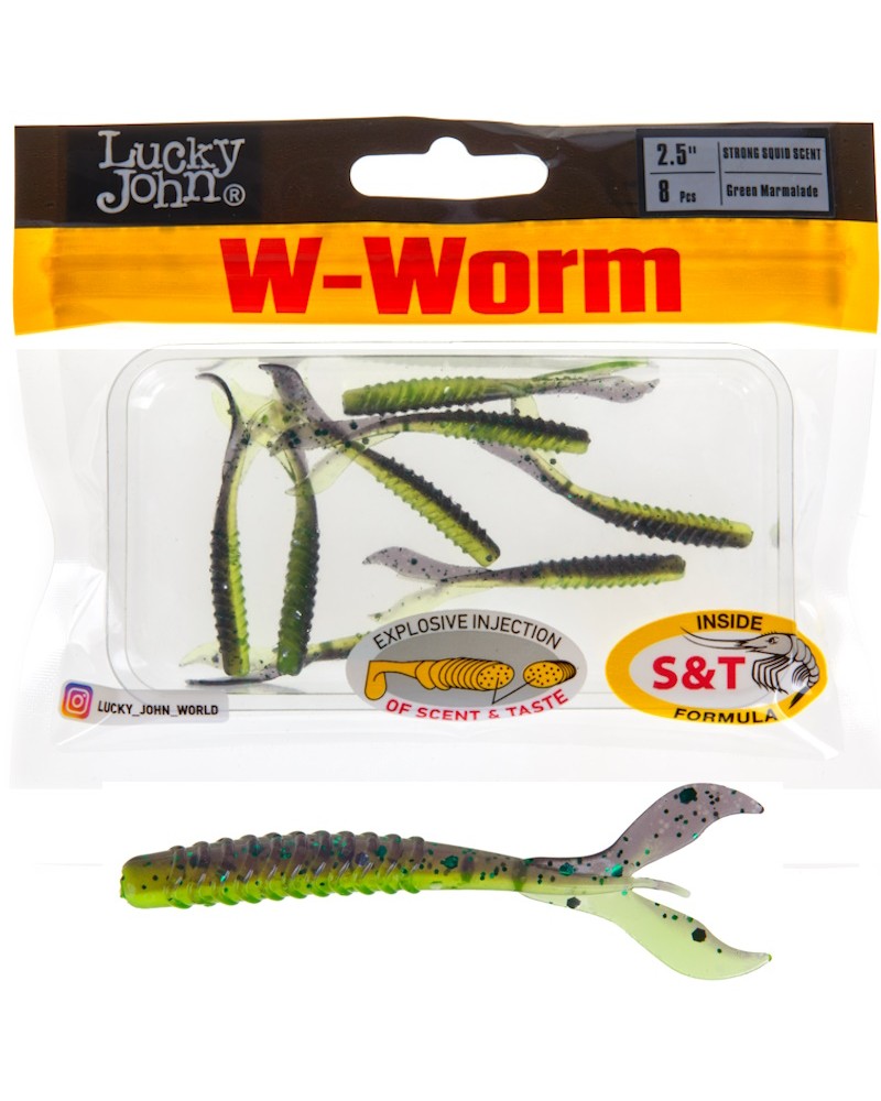 Guma Robak Lucky John W-Worm 2.5'' 6.35cm 1.0g T79 Green Marmalade 8szt.