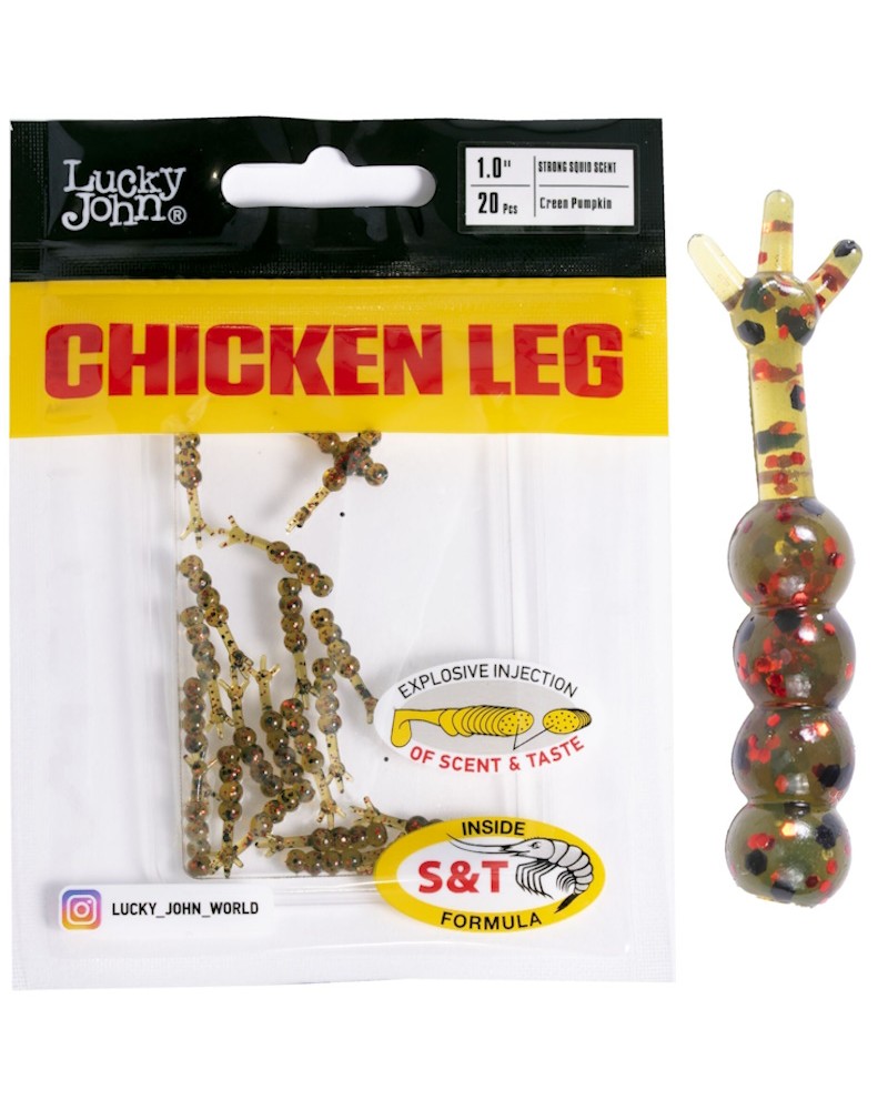 Guma Przynęta Lucky John Chicken Leg 1.0'' 2.54cm PA03 Green Pumpkin 20szt.