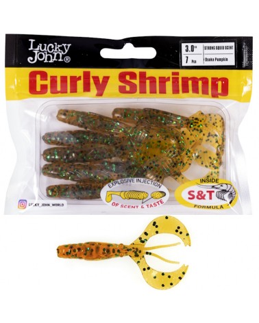 Guma Robak Lucky John Curly Shrimp 3.0'' 7.62cm 3.3g PA19 Osaka Pumpkin 7szt.