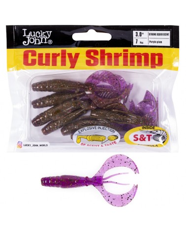 Guma Robak Lucky John Curly Shrimp 3.0'' 7.62cm 3.3g S13 Purple Plum 7szt.