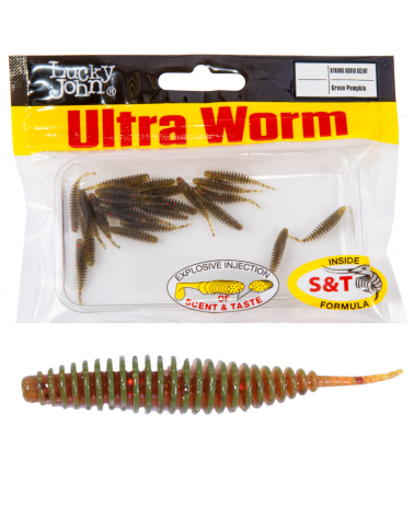 Guma Robak Lucky John Ultraworm 1.4'' 3.55cm PA03 Green Pumpkin 12szt.