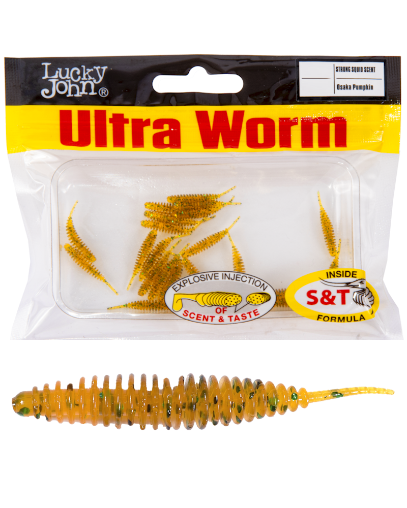 Guma Robak Lucky John Ultraworm 1.4'' 3.55cm PA19 Osaka Pumpkin 12szt.