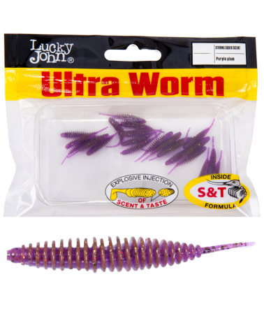 Guma Robak Lucky John Ultraworm 1.4'' 3.55cm S13 Purple Plum 12szt.