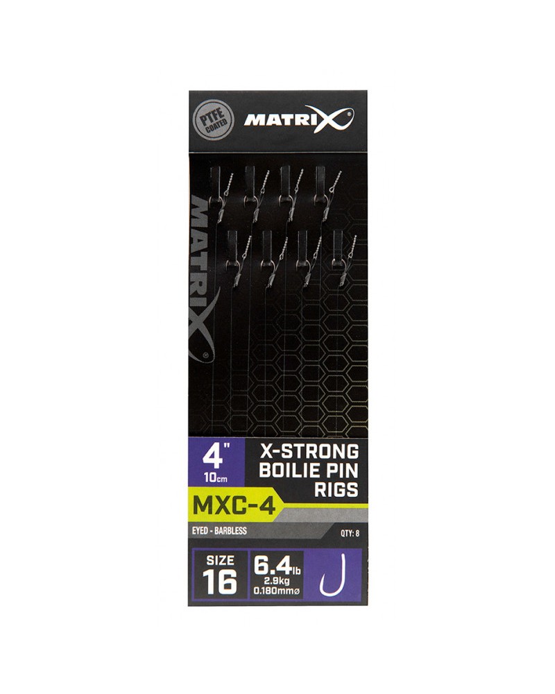 Przypony Z Bagnetem Matrix MXC-4 X-Strong Boilie Pin Rigs Barbless 4'' 10cm 16 0.18mm 8szt.