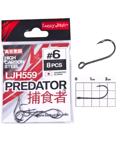 Haczyki Z Dużym Oczkiem Do Czeburaszki Lucky John Predator LJH559 Nr 6 8szt.