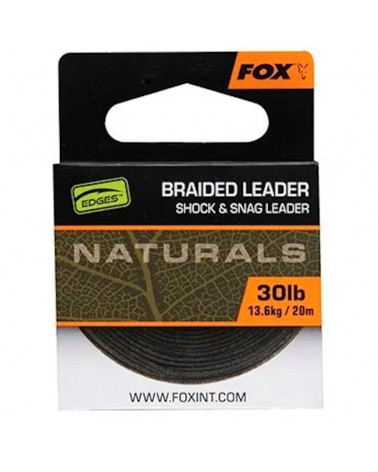 Plecionka Na Przypon Strzałówkę Fox Edges Naturals Braided Shock & Snag Leader 30lb 13.6kg 20m