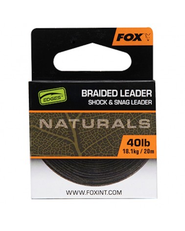 Plecionka Na Przypon Strzałówkę Fox Edges Naturals Braided Shock & Snag Leader 40lb 18.1kg 20m