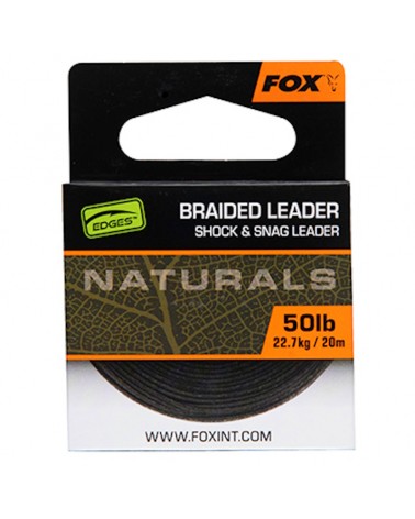 Plecionka Na Przypon Strzałówkę Fox Edges Naturals Braided Shock & Snag Leader 50lb 22.7kg 20m