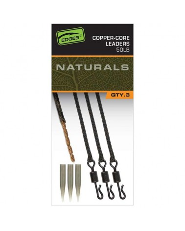 Zestaw Karpiowy Fox Edges Naturals Copper-Core Leaders 50lb 75cm 3szt.