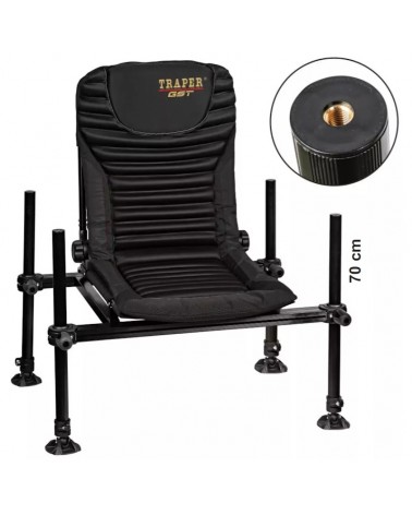Fotel Siedzisko Traper Feeder GST Pro 36 Black Regulowane Nogi Oparcie