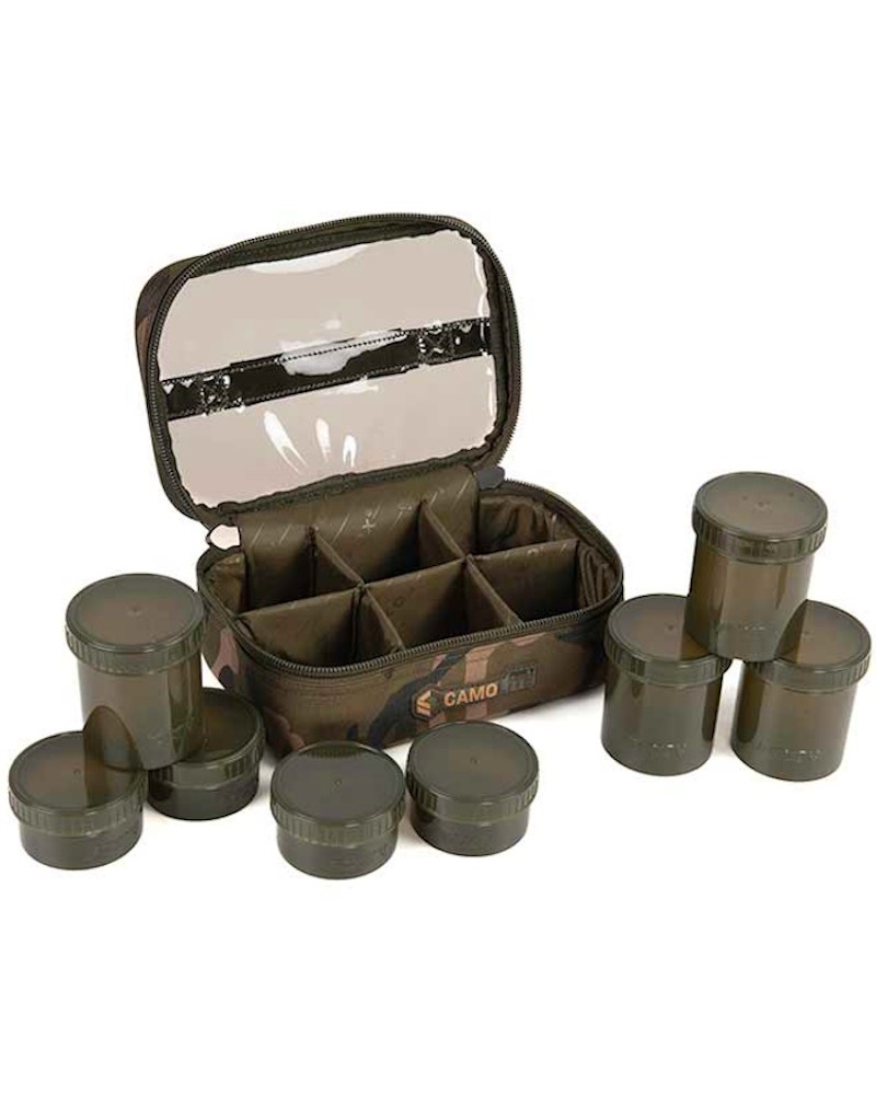 Torba Z Zestawem Pojemników Na Pzynęty Fox Camolite 8 Pot Hookbait Case 24.5x16.5x9.5cm
