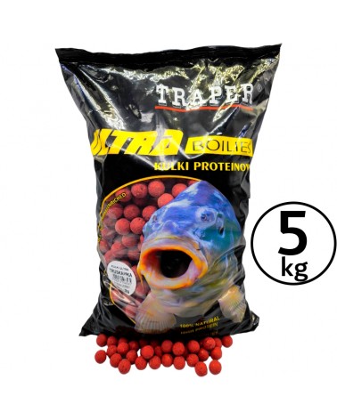 Kulki Proteinowe Traper Ultra Zanętowe Truskawka 16mm 5kg