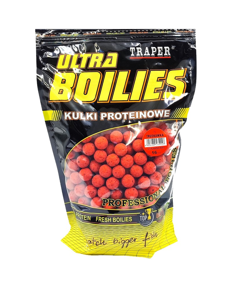Kulki Proteinowe Traper Ultra Zanętowe Truskawka 16mm 500g