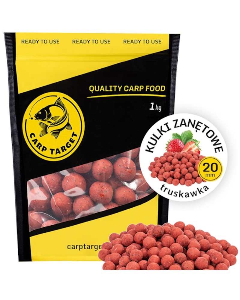 Kulki Proteinowe Zanętowe Carp Target Truskawka Strawberry 20mm 1kg