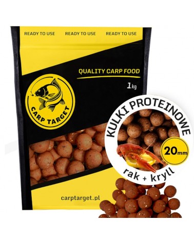 Kulki Proteinowe Zanętowe Carp Target Rak Kryll Crayfish Krill 20mm 1kg