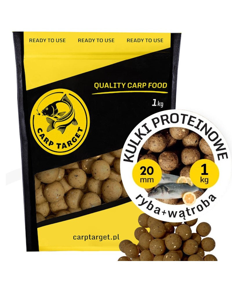 Kulki Proteinowe Zanętowe Carp Target Ryba Wątroba Fish Liver 20mm 1kg